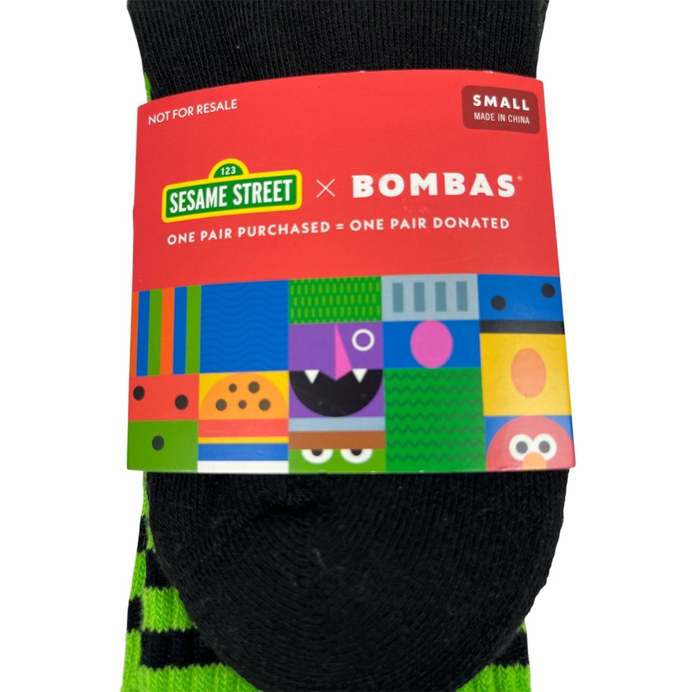 Bombas NEW Sesame Street Oscar the Grouch Socks Kids S Green/ Black 2 pair lot